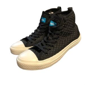 PEOPLE Black mesh ankle top sneakers